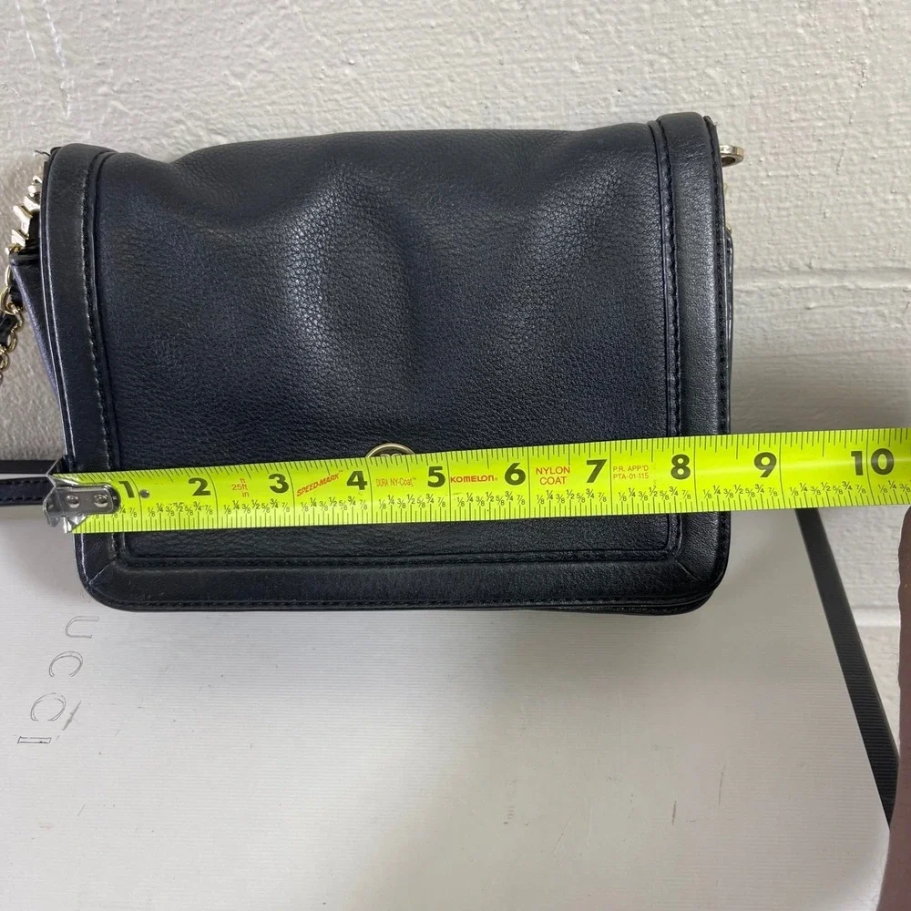 Tory Burch Black Pebbled Leather Crossbody Bag Gold Chain Strap